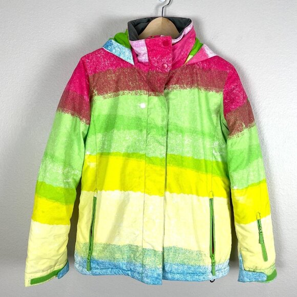 Roxy Girls Size 14 Ski Jacket With Hood Colorful Snow Coat - Picture 1 of 15